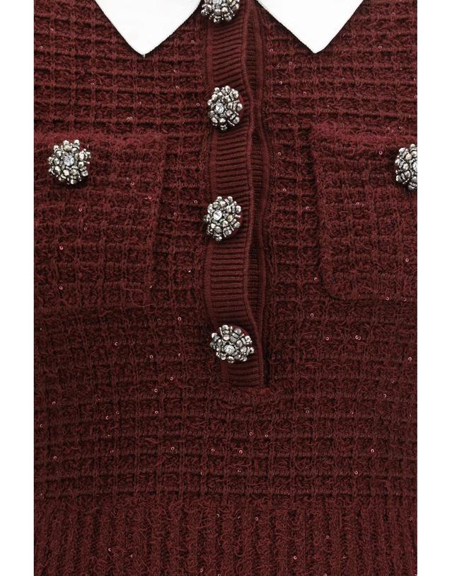 셀프 포트레이트 [해외직구][K68]셀프포트레이트 SC26091MBU BURGUNDY 여성 원피스 롱 미디 미니 드레스 Knit midi Dress with statement buttons 착용컷