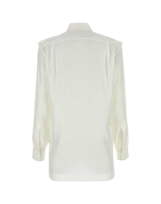 버버리 [해외직구][X45]버버리 8087449 A1454 여성 셔츠 남방 블라우스 White silk shirt 착용컷