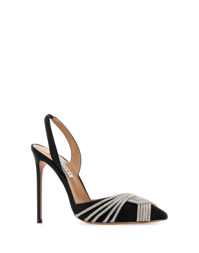 아쿠아주라 [해외직구][X45]AQUAZZURA GASHIGL0SAT BLACK 여성 펌프스 슬링백 하이힐 스트랩힐 Black satin Gatsby Sling 105 pumps 착용컷