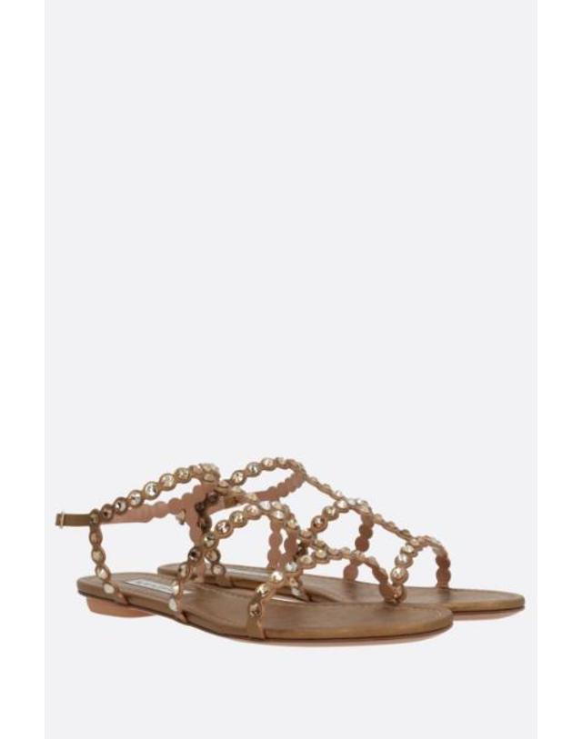 아쿠아주라 [해외직구][E32]AQUAZZURA TQLFLAS0CYNBRA 여성 샌들 슬리퍼 플립플랍 AQUAZZURA Tequila flat sandals in laminated nappa 착용컷