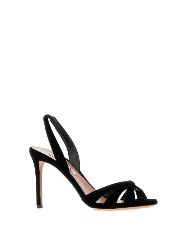 아쿠아주라 [해외직구][X45]AQUAZZURA TTIMIDS0VEL BLACK 여성 샌들 슬리퍼 샌들힐 플립플랍 샌들힐 Black velvet Tati sandals 착용컷