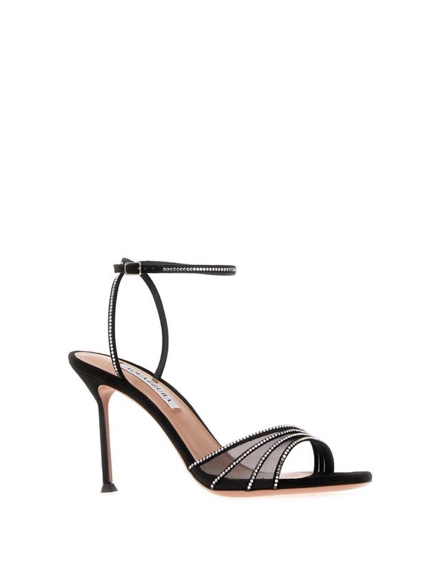 아쿠아주라 [해외직구][X45]AQUAZZURA DGLMIDS0SFE BLACK 여성 샌들 슬리퍼 샌들힐 플립플랍 샌들힐 Black mesh Dream Girl sandals 착용컷