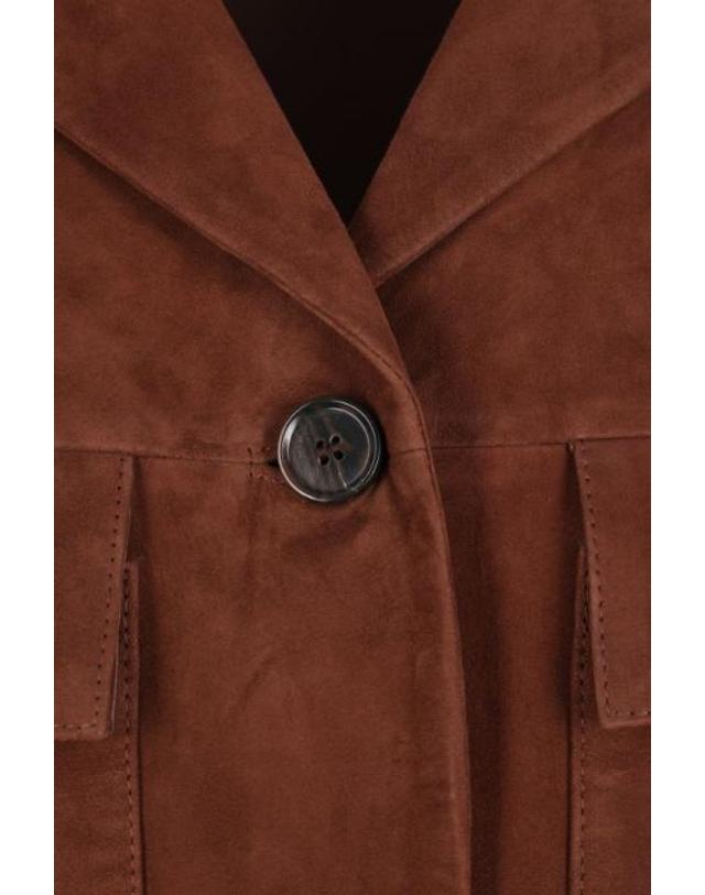 아르마 [해외직구][E32]ARMA 005L26102102MARRONE 여성 가죽자켓 ARMA Sendy single breasted coat in suede 착용컷