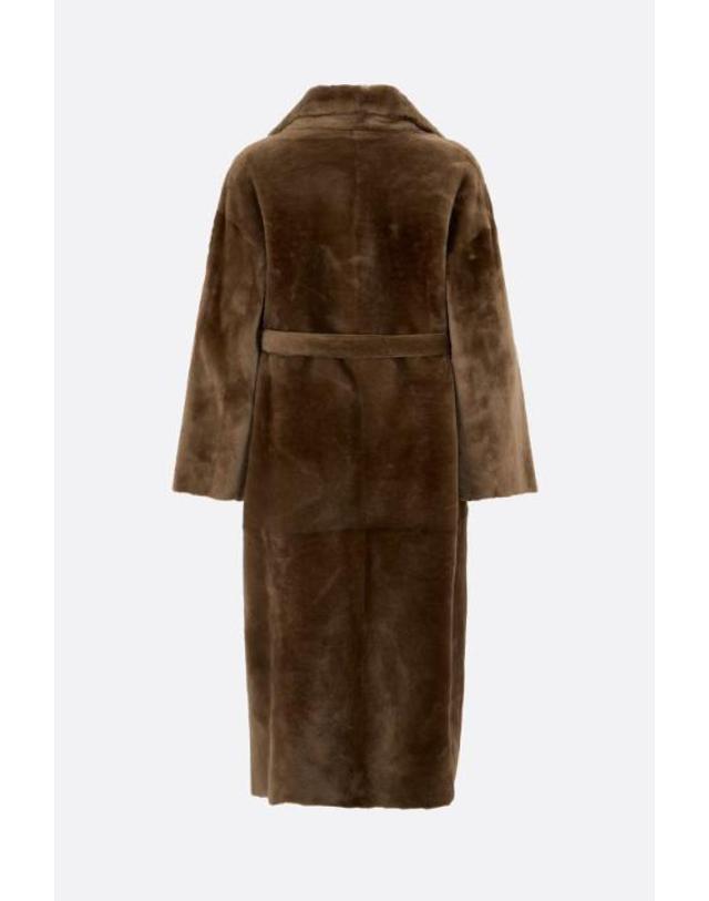 아르마 [해외직구][E32]ARMA 111L26608002TEAK 여성 코트 ARMA reversible coat in shearling and leather 착용컷