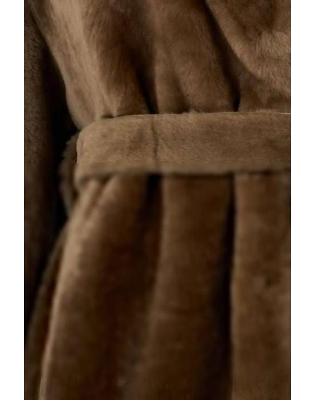 아르마 [해외직구][E32]ARMA 111L26608002TEAK 여성 코트 ARMA reversible coat in shearling and leather 착용컷