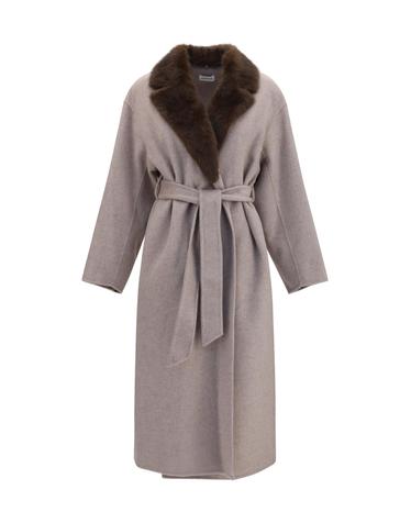 패로슈 [해외직구][K68]PAROSH D431942 064 여성 코트 하프 롱 트렌치코트 레인코트 Wool Coat with fur collar and belt