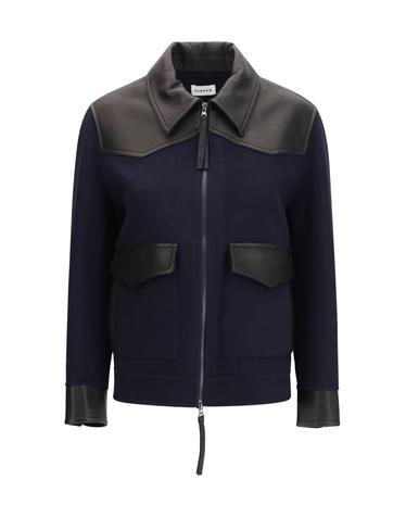 [해외직구][K68]PAROSH D431877 012 여성 자켓 베스트 봄버 파카 베스트 블레이저 Leather trimmed Jacket