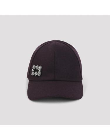 [해외직구][D14]로저비비에 RQWH0202104UO4 R801 BORDEAUX 여성 모자 캡 비니 버킷햇 Roger Vivier Flower Strass Cup