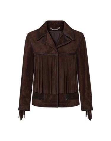 [해외직구][B47]골든구스 GWP02368P00273755259 여성 가죽자켓 무스탕 퍼자켓 DARK BROWN LEATHER FRINGED JACKET
