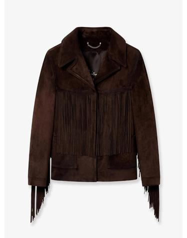 [해외직구][N85]골든구스 GWP02368 여성 자켓 블레이저 코트 패딩 golden goose Linda Journey waxed suede jacket with fringes