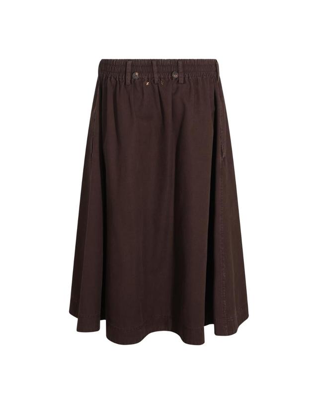 골든구스 [해외직구][B47]GOLDEN GOOSE GWP02778P00260055265 여성 스커트 치마 BROWN COTTON SKIRT 착용컷