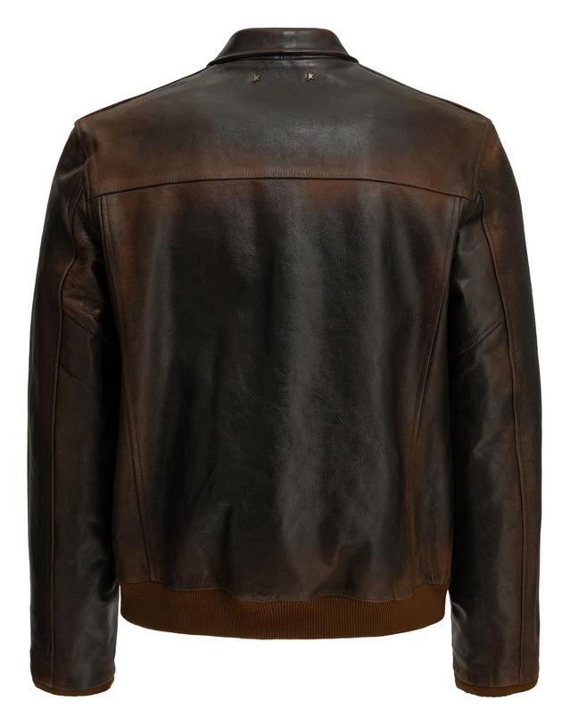 골든구스 [해외직구][V90]Golden Goose GMP02502P00228855381 남성 자켓 코트 Journey Leather Jacket 착용컷
