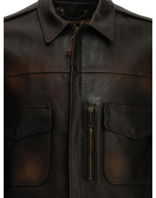 골든구스 [해외직구][V90]Golden Goose GMP02502P00228855381 남성 자켓 코트 Journey Leather Jacket 착용컷