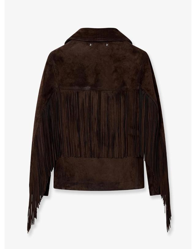 골든구스 [해외직구][N85]골든구스 GWP02368 여성 자켓 블레이저 코트 패딩 golden goose Linda Journey waxed suede jacket with fringes 착용컷