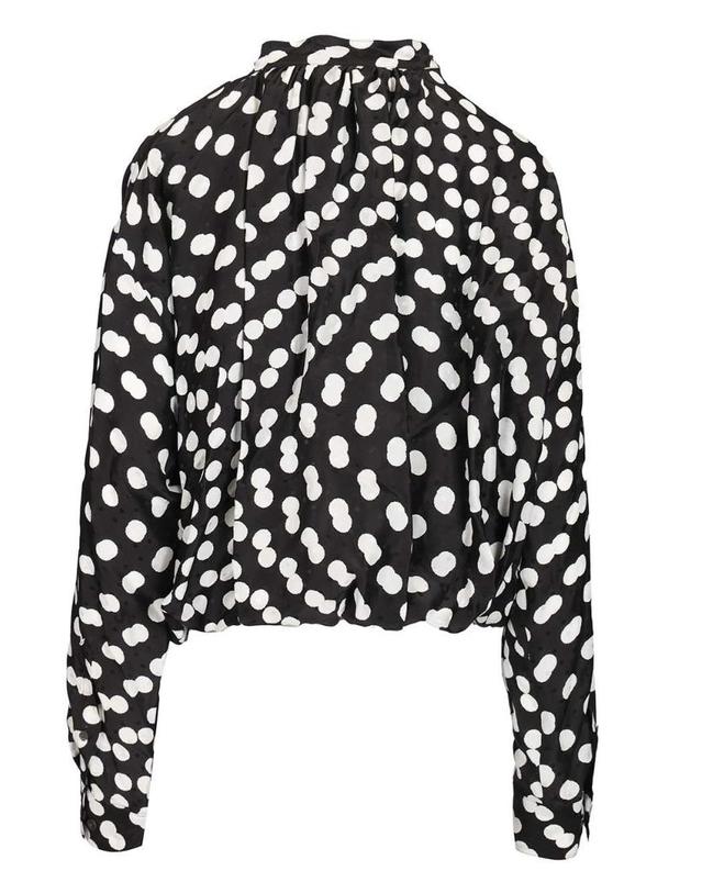 드리스 반 노튼 [해외직구][A94]드리스반노튼 261 010744 3114900 여성 셔츠 블라우스 DRIES VAN NOTEN DRIES VAN NOTEN Polka Dot Jacquard Satin Draped Blouse 착용컷