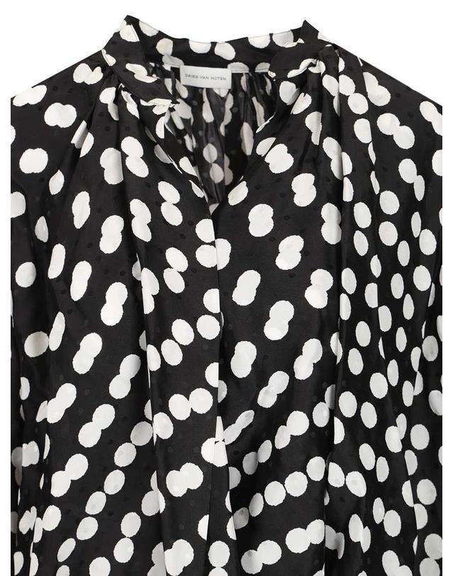 드리스 반 노튼 [해외직구][A94]드리스반노튼 261 010744 3114900 여성 셔츠 블라우스 DRIES VAN NOTEN DRIES VAN NOTEN Polka Dot Jacquard Satin Draped Blouse 착용컷
