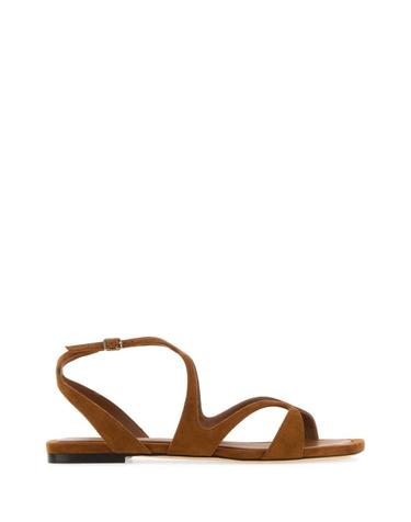 [해외직구][X45]지미추 AYLAFLATSUE TAN 여성 샌들 슬리퍼 샌들힐 플립플랍 샌들힐 Biscuit suede Ayla sandals