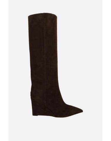 [해외직구][E32]지미추 BLAKEKB85SUECHOCOLATE 여성 롱부츠 니하이부츠 JIMMY CHOO Blake wedge boots in suede