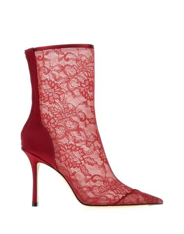[해외직구][X45]지미추 FAIZAB100HBV RUBYREDRUBYRED 여성 앵클부츠 미들 롱부츠 니하이부츠 Red lace Faiz ankle boots