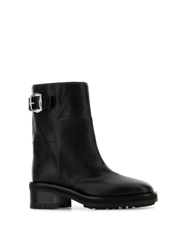지미추 [해외직구][X45]지미추 BROOKLYNAB50WLZ BLACK 여성 앵클부츠 미들 롱부츠 니하이부츠 Black leather Brooklyn ankle boots 착용컷