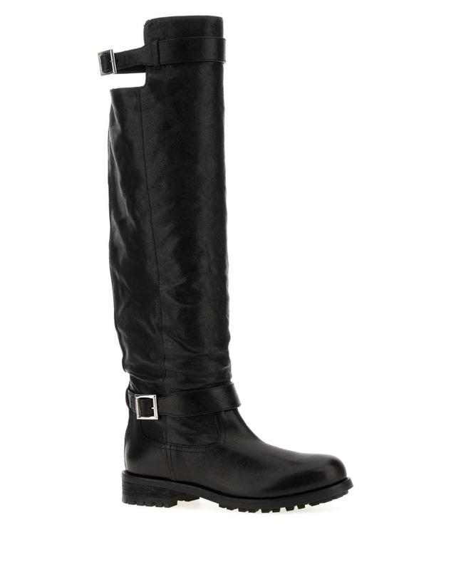 지미추 [해외직구][X45]지미추 BIKERKBERZ BLACK 여성 앵클부츠 미들 롱부츠 니하이부츠 Black leather Biker boots 착용컷