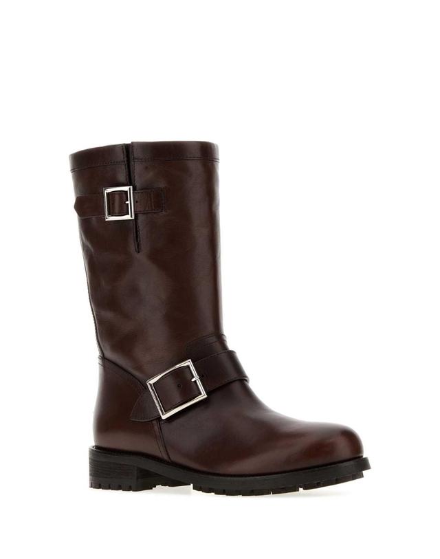 지미추 [해외직구][X45]지미추 BIKERMIDSVH CHOCOLATE 여성 앵클부츠 미들 롱부츠 니하이부츠 Chocolate leather Biker boots 착용컷