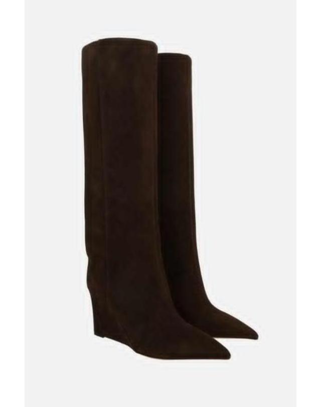 지미추 [해외직구][E32]지미추 BLAKEKB85SUECHOCOLATE 여성 롱부츠 니하이부츠 JIMMY CHOO Blake wedge boots in suede 착용컷