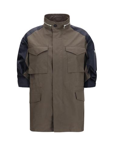 [해외직구][K68]사카이 2608576 505 여성 자켓 베스트 봄버 파카 베스트 블레이저 Nylon and cotton Jacket with three quarter sleeves