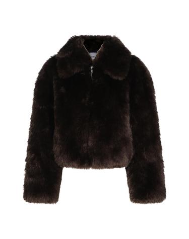 [해외직구][S27]스탠드 스튜디오 66746946787500 여성 퍼자켓 퍼코트 DARK BROWN AND OFF WHITE FAUX FUR AYA JACKET