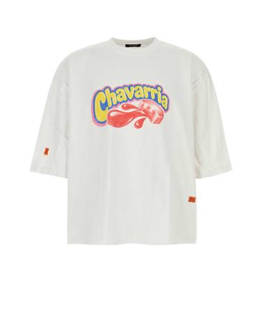 [해외직구][X45]WILLY CHAVARRIA MUJTE009 000 남성 티셔츠 민소매 탑 White cotton oversize Chavaloo t shirt