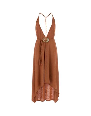 [해외직구][X45]알라누이 LWHI048R26KNI0017373 BURN 여성 원피스 롱 미디 미니 드레스 Brick linen dress