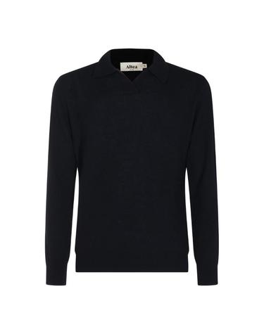 [해외직구][S27]ALTEA 266105301 남성 니트 가디건 브이넥니트 풀오버니트 스웨터 로고 NAVY COTTON AND CASHMERE BLEND SWEATER