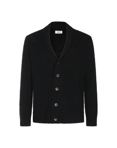 [해외직구][S27]ALTEA 266103590 남성 니트 가디건 브이넥니트 풀오버니트 스웨터 로고 BLACK VIRGIN WOOL AND CASHMERE CARDIGAN