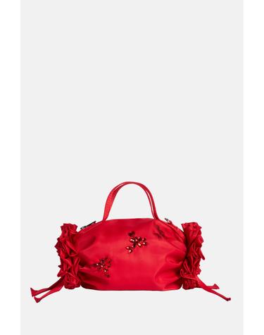[해외직구][G95]시몬 로샤 BAG223TB0761REDRED 여성 토트백 탑핸들백 숄더백 MINI DOUBLE RIBBON ROSETTE BAG WITH TURBO EMB