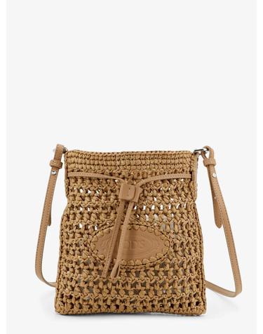 [해외직구][N85]토즈 XBWEBLR0100RGM 여성 숄더백 버킷백 토트백 TODS Raffia bucket bag with crochet motif