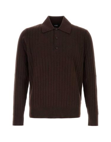 [해외직구][X45]아미리 AM426KN060 HUSK 남성 폴로 피케셔츠 Dark brown wool blend polo shirt