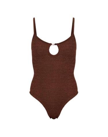 [해외직구][A94]훈자지 MIA BEADED SWIM MMETALLIC CHOCOLATE 여성 비치웨어 수영복 HUNZA G HUNZA G Mia Beaded Swim