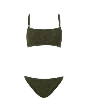 [해외직구][A94]훈자지 IRIS BIKINI AMETALLIC KHAKI 여성 비치웨어 수영복 HUNZA G HUNZA G Iris Bikini With Golden Circles