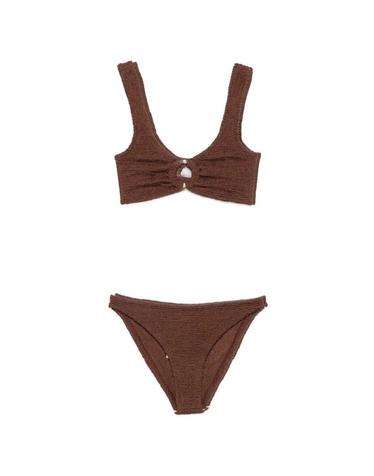 [해외직구][A94]훈자지 JULIA BIKINIMETALLIC CHOCOLATE 여성 비치웨어 수영복 HUNZA G HUNZA G Julia Bikini