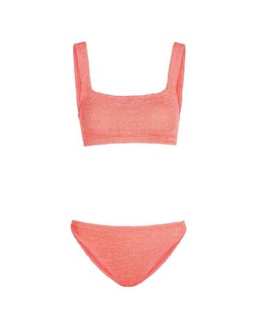 [해외직구][A94]훈자지 XANDRA BIKINI MMETALLIC CORAL 여성 비치웨어 수영복 HUNZA G HUNZA G Xandra Bikini
