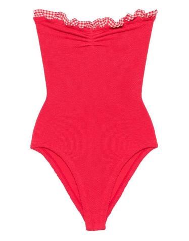 [해외직구][A94]훈자지 DOLLY SWIM MCRINKLE GINGHAMRED RED 여성 비치웨어 수영복 HUNZA G HUNZA G Dolly Costume