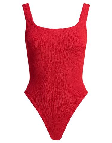 [해외직구][V90]훈자지 SQUARE NECK SWIMCRINKLERED 여성 수영복 원피스 비키니 스윔웨어 Beachwear