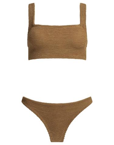 [해외직구][V90]훈자지 XANDRA BIKINIMETALLIC CRINKLEMETALLIC COCOA 여성 수영복 원피스 비키니 스윔웨어 Beachwear