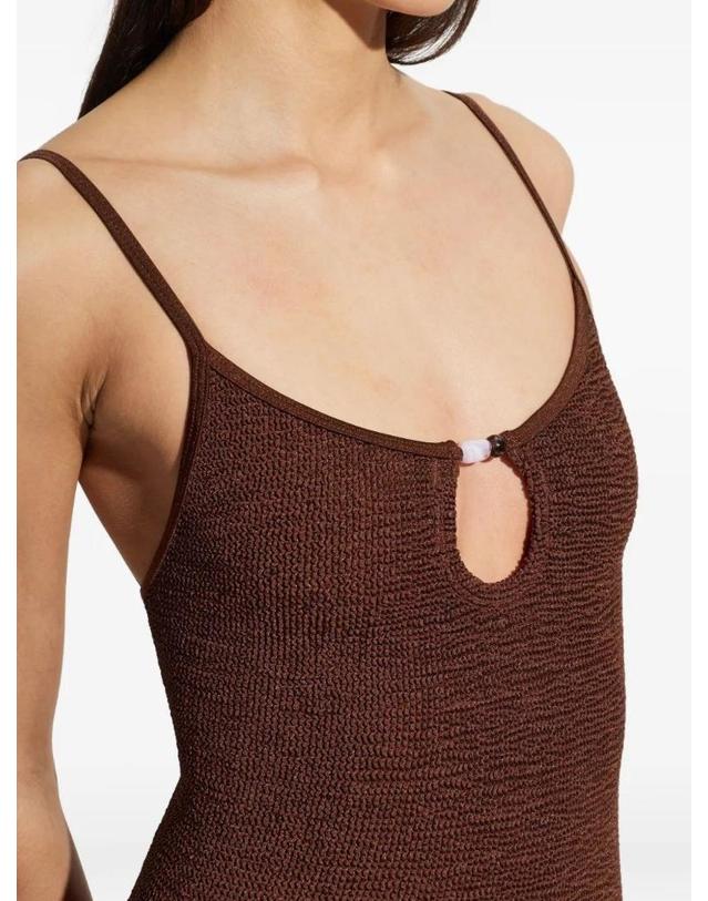 훈자 지 [해외직구][A94]훈자지 MIA BEADED SWIM MMETALLIC CHOCOLATE 여성 비치웨어 수영복 HUNZA G HUNZA G Mia Beaded Swim 착용컷