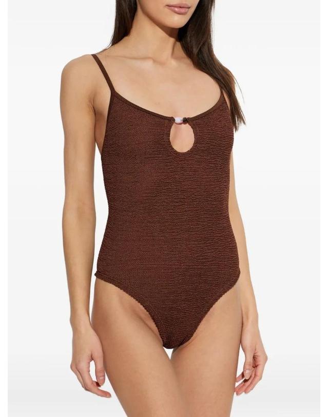 훈자 지 [해외직구][A94]훈자지 MIA BEADED SWIM MMETALLIC CHOCOLATE 여성 비치웨어 수영복 HUNZA G HUNZA G Mia Beaded Swim 착용컷