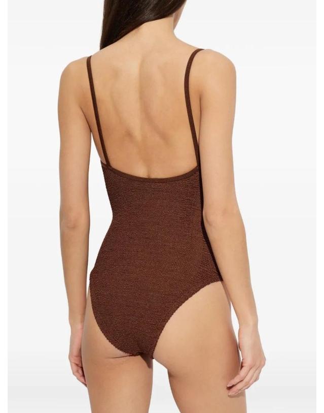 훈자 지 [해외직구][A94]훈자지 MIA BEADED SWIM MMETALLIC CHOCOLATE 여성 비치웨어 수영복 HUNZA G HUNZA G Mia Beaded Swim 착용컷