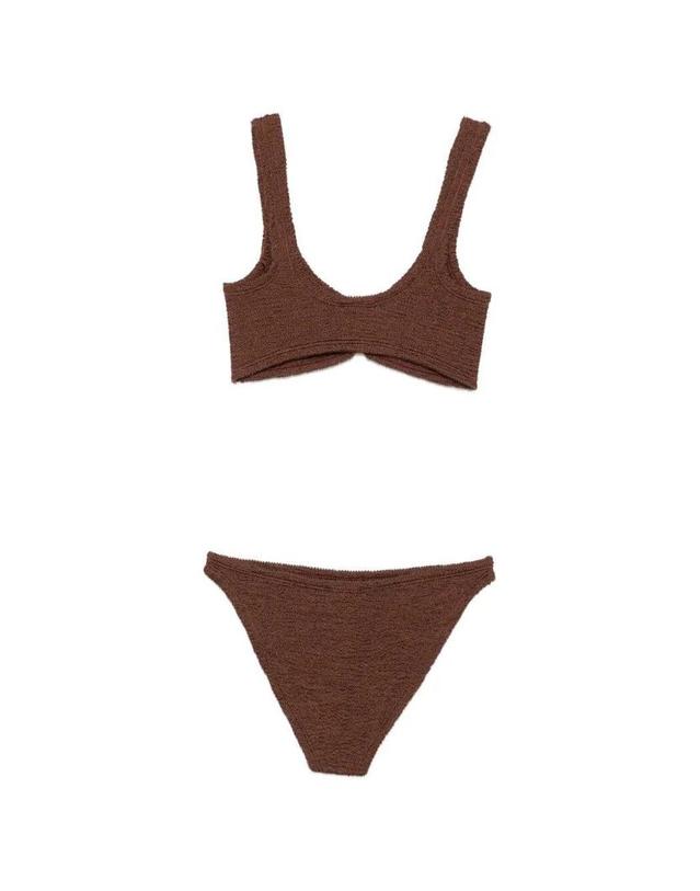 훈자 지 [해외직구][A94]훈자지 JULIA BIKINIMETALLIC CHOCOLATE 여성 비치웨어 수영복 HUNZA G HUNZA G Julia Bikini 착용컷