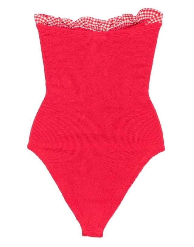 훈자 지 [해외직구][A94]훈자지 DOLLY SWIM MCRINKLE GINGHAMRED RED 여성 비치웨어 수영복 HUNZA G HUNZA G Dolly Costume 착용컷