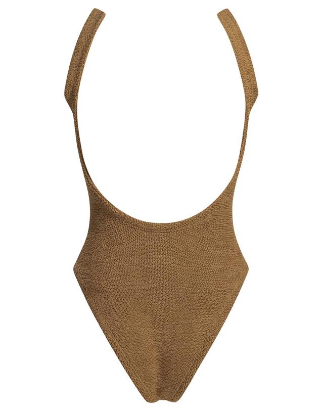 훈자 지 [해외직구][V90]훈자지 SQUARE NECK SWIMMETALLIC CRINKLEMETALLIC COCOA 여성 수영복 원피스 비키니 스윔웨어 Beachwear 착용컷
