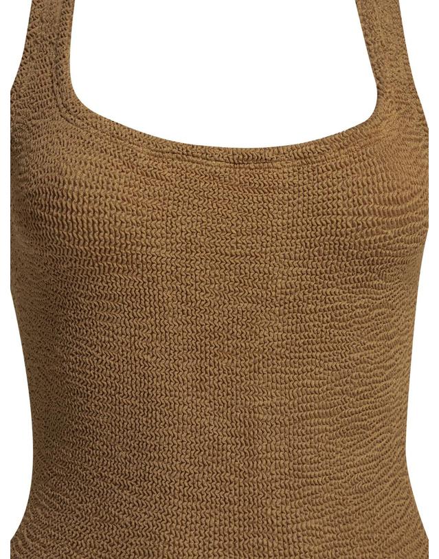 훈자 지 [해외직구][V90]훈자지 SQUARE NECK SWIMMETALLIC CRINKLEMETALLIC COCOA 여성 수영복 원피스 비키니 스윔웨어 Beachwear 착용컷